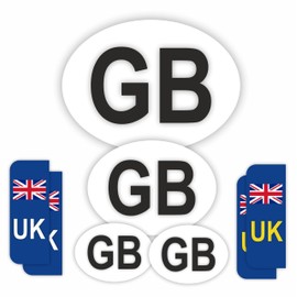 INKati GB Car Stickers 8-Pack in Various Sizes - Includes UK Number Plate Stickers/Classic GB Stickers Mixed Sizes Small to Large/GB Stickers for Car with UK Number Plate Stickers