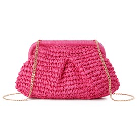 EVEOUT Straw Clutch Bag for Women Summer Woven Dumpling Pouch Bag Straw Crossbody Shoulder Bag Handbag for Beach