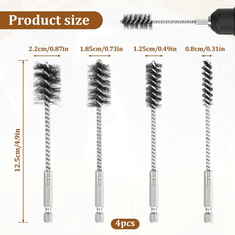 4 Pcs Stainless Steel Wire Brushes for Drill Stainless Steel