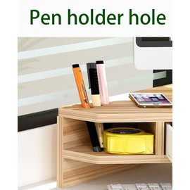 KUAIYU Triangle Monitor Stand Riser,Cut Triangle Save Space Desktop Corner,Desktop corner shelf with drawers wooden computer stand with storage laptop risers office organization. (No drawer)