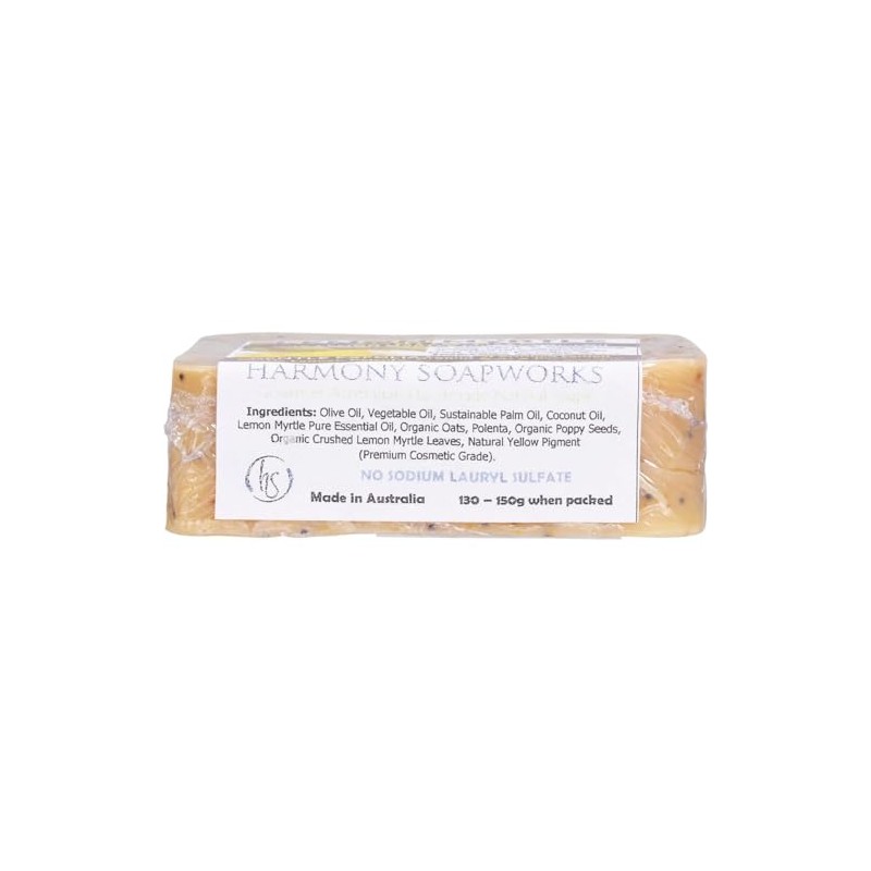 Harmony Soapworks Lemon Myrtle Soap Scrub Bar, 140 Grams