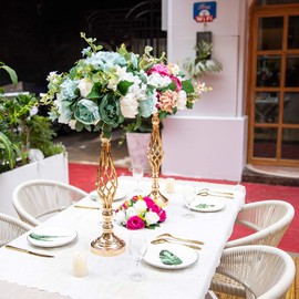 Wedding Centerpieces for Reception Tables, Twist Candleholder Stands, Wedding Flower Arrangement Vases, Metal Centerpieces for Wedding Road-Leading Home Decor (2 x Gold, 20.47"(52cm))