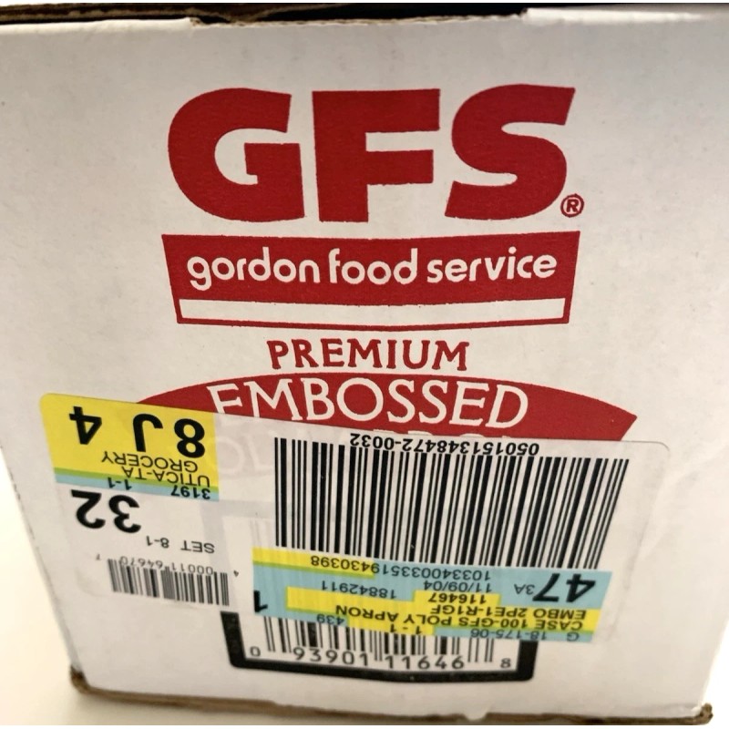 GFS GORDON FOOD STORE BOX OF GFS PREMIUM EMBOSSED POLY