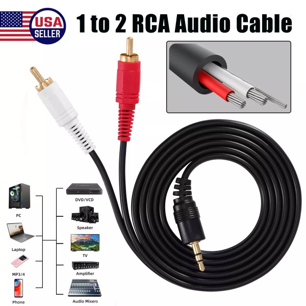 Unbranded 3.5mm Stereo Female Jack to 2 Male RCA to