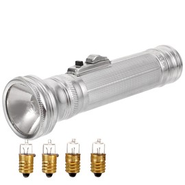 PartyKindom Vintage Metal Flashlight, 5.5in Old-Fashioned Incandescent Torch, Small Portable Retro Handheld Light for Outdoor Camping Collecting, Requires 2 C Batteries (Not Included)