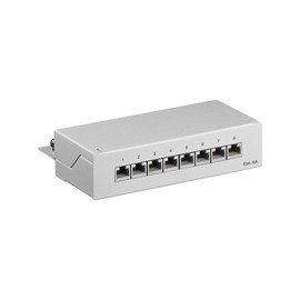 Goobay 62063 CAT 6a Mini/Desktop Patch Panel, 8 Port, Grey