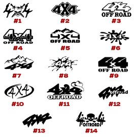 4x4 Off Road Vinyl Decal Sticker Design #7 for Cars Trucks Vans SUV Bumper Off-Road (9" x 4.5", Black Glossy)