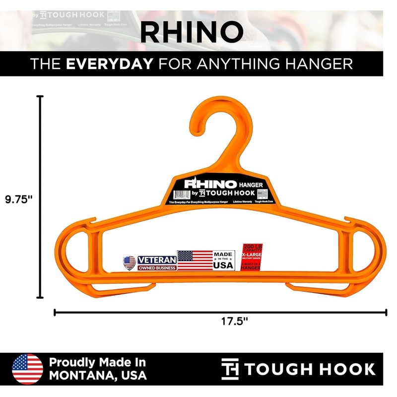Rhino Tough Hook Heavy Duty Clothes Hangers – Made in