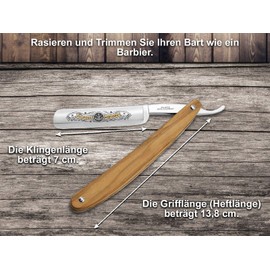 Solingen Razor 5/8 Inch with Real Wooden Handle Olive Wood Made in Germany Premium Razor Extra Sharp Ground Razor Blades for Optimal Beard Care for a Thorough Wet Shave