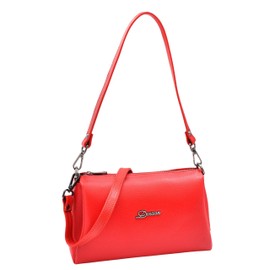 Women Girls Premium Leather Small Handbag Shoulder Crossbody Messenger Bag A3017 (Red)