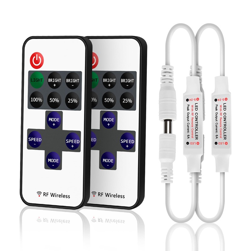 RGBZONE 2 Pack Mini RF LED Dimmer, Single Color Controller