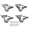 4Pcs Small Caster Wheels 1in Diameter Steel Rubber Rotating Locking