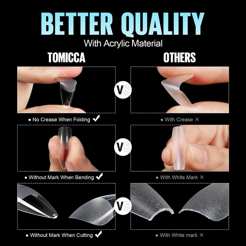 TOMICCA Artificial Nail Tips for Gel Nails Gel Nails Stiletto
