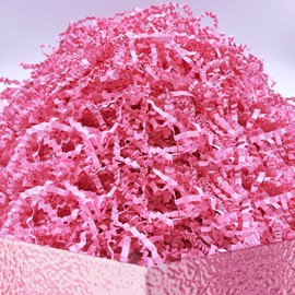 DOTUHAO Crinkle Cut Paper Shred, Pink Color Crinkle Paper, 8 oz Gift Basket & Box Filler for Wrapping, Basket Filling with Christmas, Halloween, Wedding, Birthday (Pink, 8 OZ)