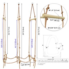 Rickety Bridge Rope Ladder - Ninja Slack line Accessories - Backyard Obstacle Course Accessories for Ninja Warrior Training - Rope Bridge Skip for Kids