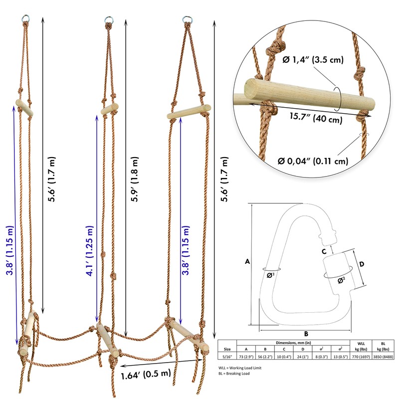 Rickety Bridge Rope Ladder - Ninja Slack line Accessories -