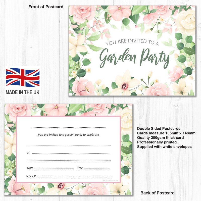 Olivia Samuel 20 x Garden Party Invitations – Ready to