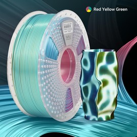 Dual-Color,Triple-Color,Four-Color 1KG/3KG Bundle/6KG Bundle 1.75mm SILK Filament Bundle Compatible with 99% 3D printers:_Tri-Color | Red+Yellow+Green