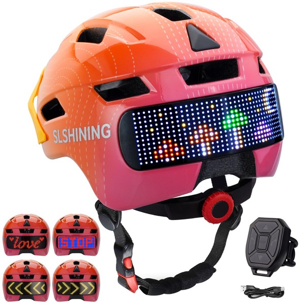 Kids Helmet, Bike Helmets with Upgrade LED Display, 64 Patterns,