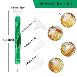 RovyFota Diamond Painting Pen, Handmade Resin Diamond Painting Pens with Glue Clay and Various Tips, More Comfortable and Faster, 5D Diamond Painting Tools for Diamond Paintings Hobby (Green)