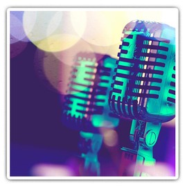 Square Stickers (Set of 2) 10cm - Microphone Singer Band Laptop Tablet Luggage Scrapbook #16495