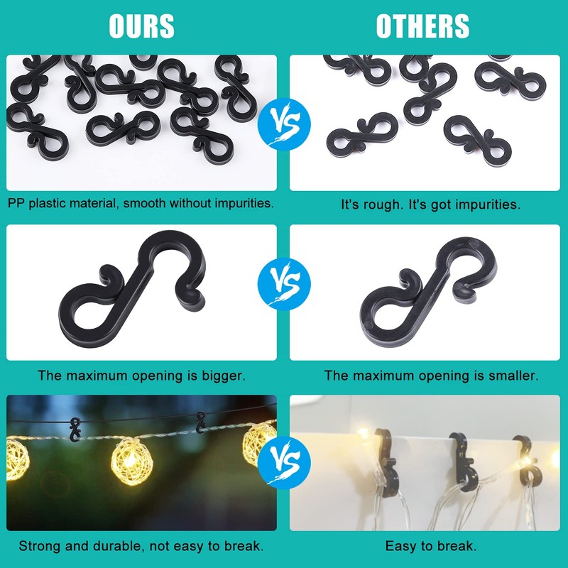 Starlife 115PCS Gutter Hooks for Outdoor Lights, Plastic Gutter Clips