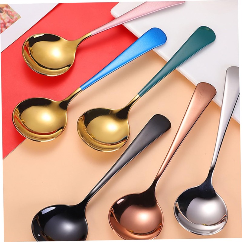 LIFKOME Round Spoons Ergonomic Soup Dessert and Fruit Scoops Resistant