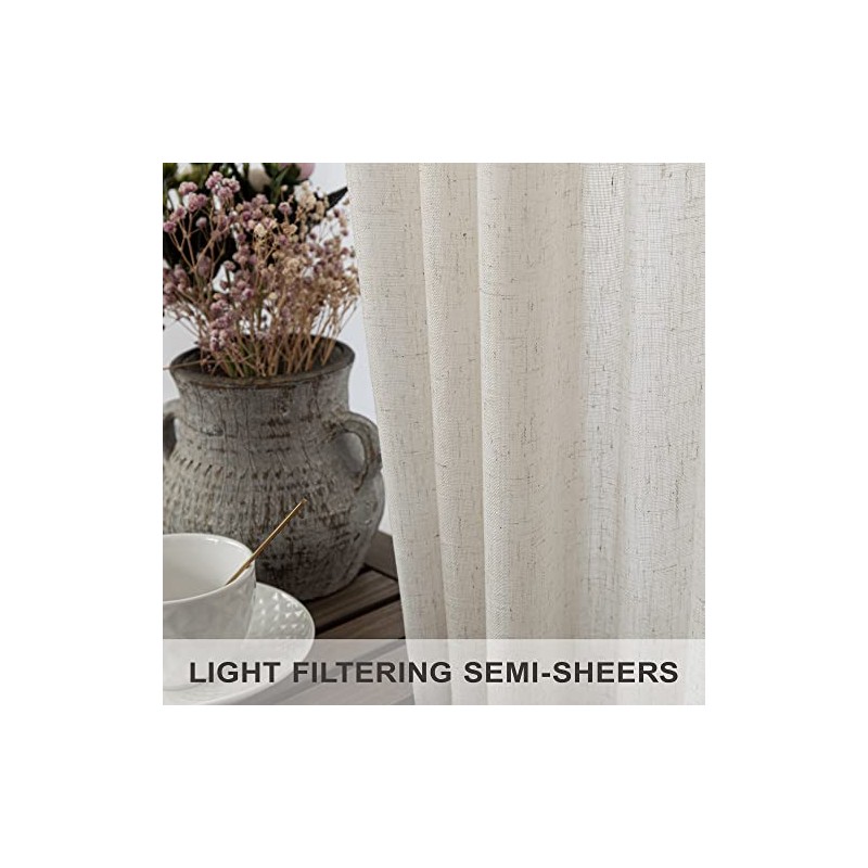 Pitalk - Cortinas extralargas de Lino Natural de 120 Pulgadas