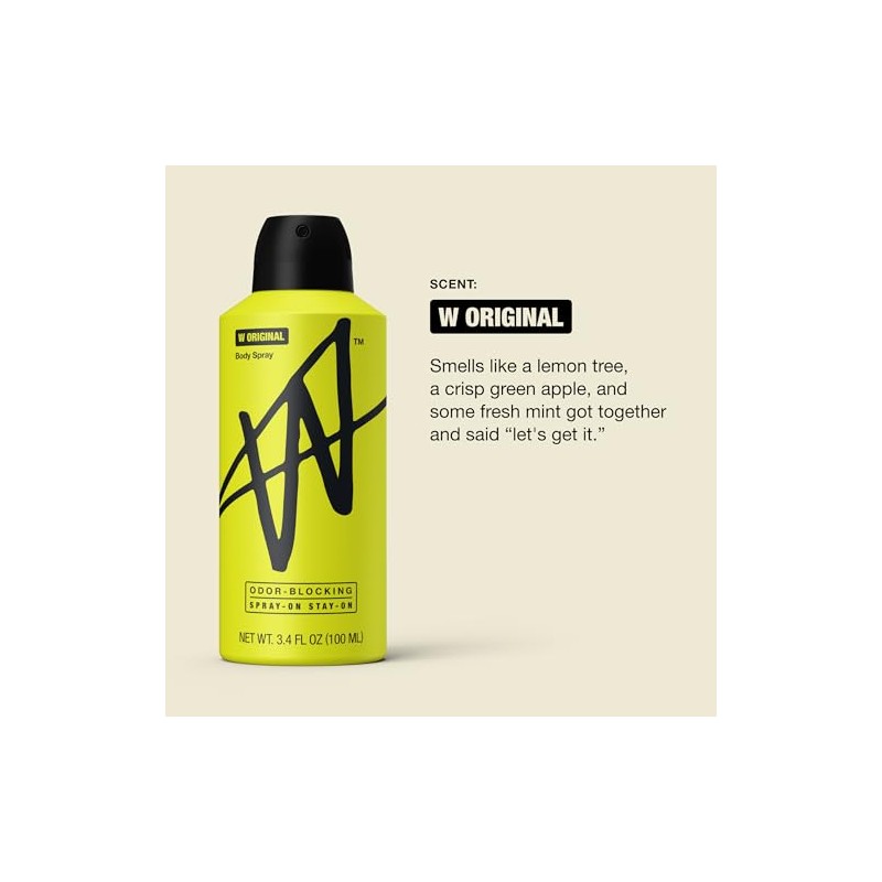 W By Jake Paul Body Spray for Men, Odor Blocking,