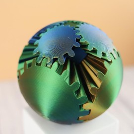 3D Printed - Mechanical Gear Ball Figurine Decor Plastic Smooth:_Spring Green Purple