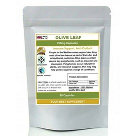 Olive Leaf Capsules 750mg High Strength Supplement Oleuropein 30