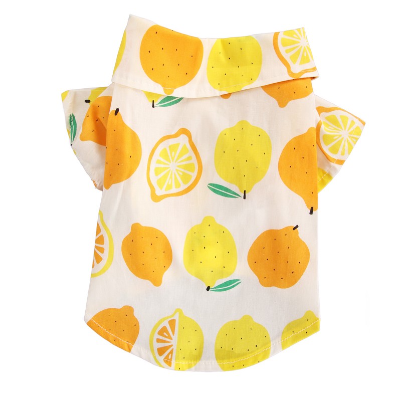 Dog Summer Shirts Lemon Print Breathable Cool Hawaiian Dog Shirts