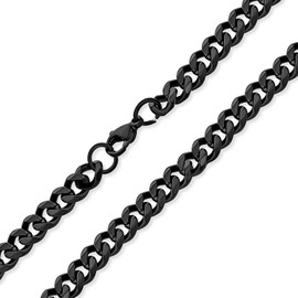 Urban Biker Jewelry Men Women Teen Solid Curb Link Chain Necklace Black IP Stainless Steel 30 Inch 7MM