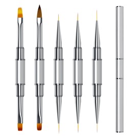 Lokaloka Nail Brush Set for Gel Nails, Nail Art, Double Sided with Lid and Ombre Brush, 10 Heads Fine Brush Set, French Thin Fineliner Liner for UV Nails, Gel, Neonail, Acrylic