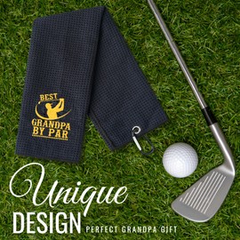CybGene Grandpa Gifts Golf Towel, Golf Gifts for Grandpa on Father‘s Day Gifts, 40 x 60cm Microfiber Golf Towel for Golf Bags - Best Grandpa by Par