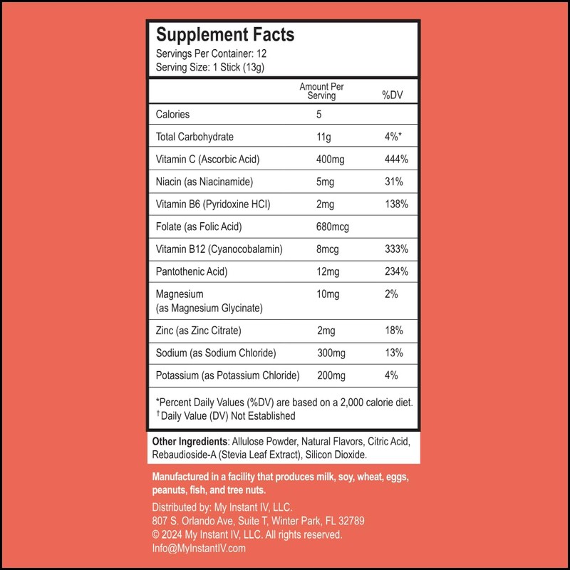 Electrolytes Powder - 3X Electrolytes, Zero Sugar with Vitamin C,
