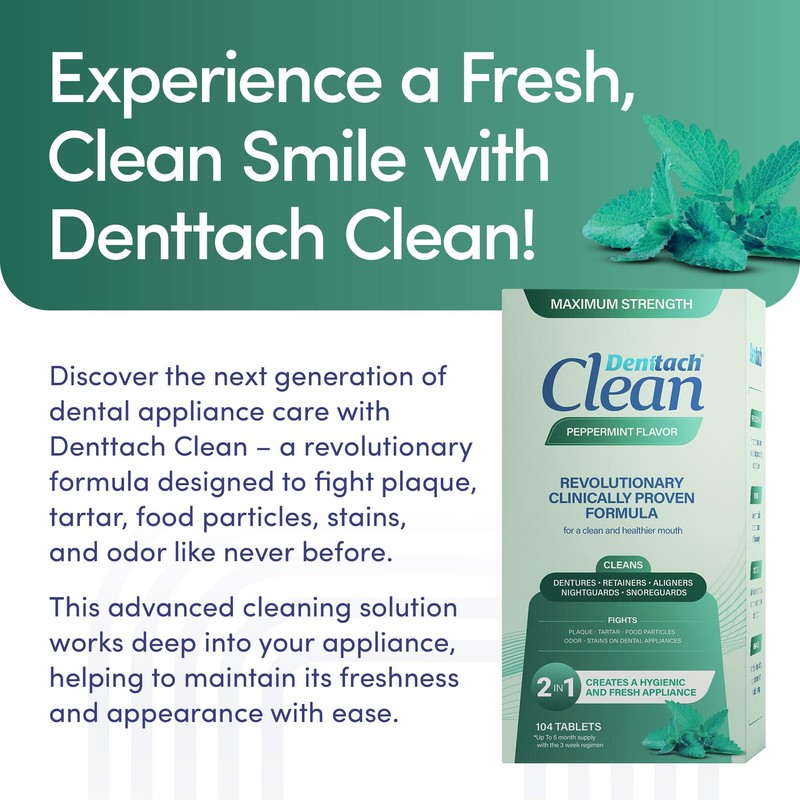 Denttach Clean Retainer Cleaner Tablets, Denture Cleaning Tablets, Maximum Strength