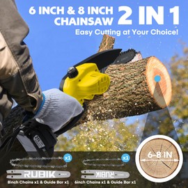 Mini Chainsaw Cordless, 8 Inch &6 Inch Electric Chain Saw,Battery Powered Handheld Chainsaw for Branch Cutting and Gardening, Brushless ChainSaw,Garden Yard Guru Tools, Gift for Men Women