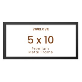 Vivelove 5x10 Metal Picture Frame, Black Aluminum Picture Frames with Tempered Glass, Wall Mounting Horizontally or Vertically, Simple and Elegant Decor for Wall-1Pack