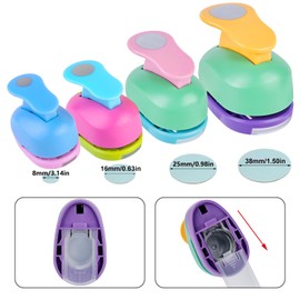 4 Piece Paper Punch Set, Motif Punch, Motif Hole Punch, Butterfly Design for Children, DIY Scrapbook, Photo Album, Craft, Greeting Cards, Punching Tool (Round)