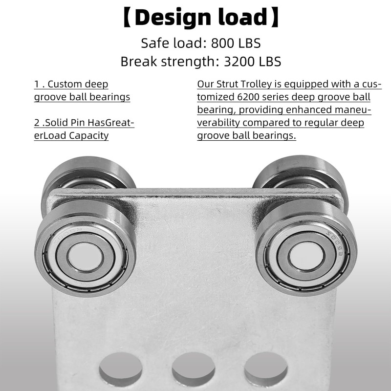 2Pcs 4 Wheel Trolley Assembly Rollers Four Bearing Trolley Assembly