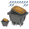 2-Pack Waterproof Rocker Toggle Switch with Yellow Button, ON/Off/ON DPDT