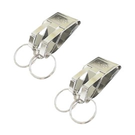 Stainless Steel Key Ring Holder, 2 Pieces Heavy Duty Belt Clip with Keyrings, Quick Release Detachable Key Holder, Men Women Accessories for Handcuff, Prison Guards (096# Double Ring)