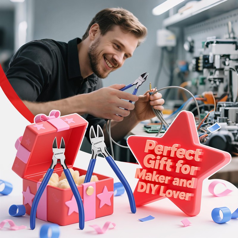 WORKPRO 2 Pack Wire Cutters, 6 Inch Precision Flush Cutters,