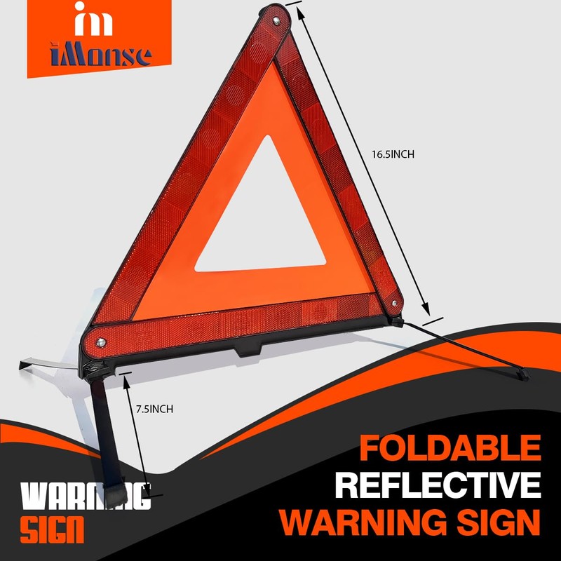 iMonse Warning Safety Triangle Kit, Emergency Roadside Warning Reflective Triangle,