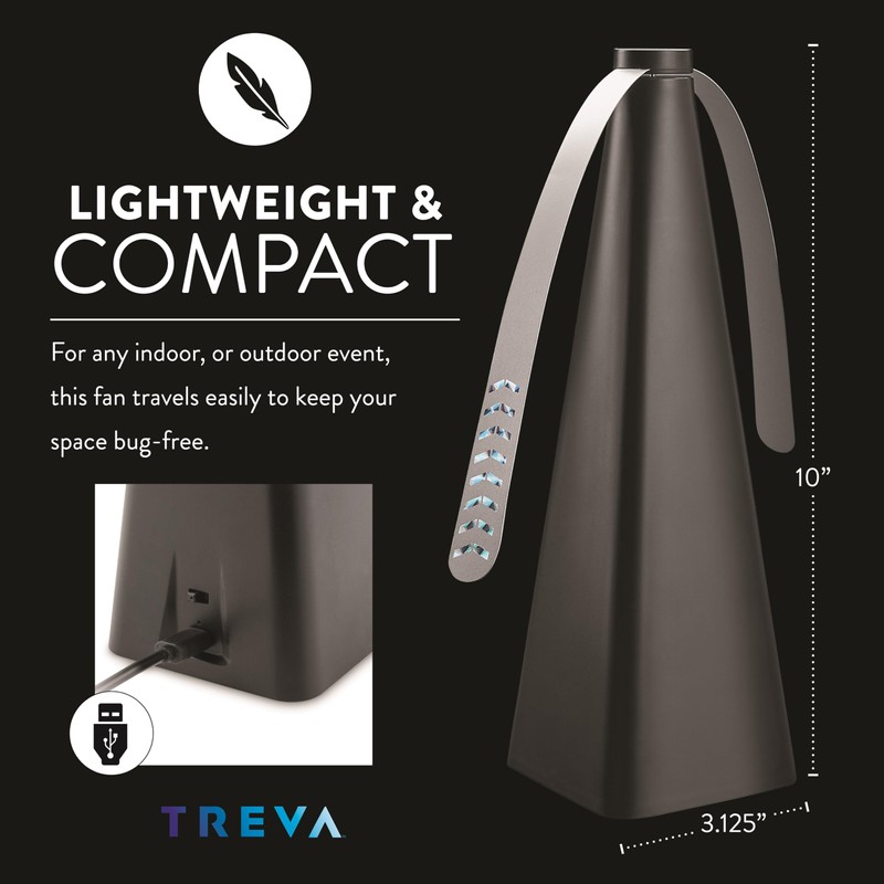 Treva Rechargeable Bug Fan Fly Deterrent with Holographic Blades to