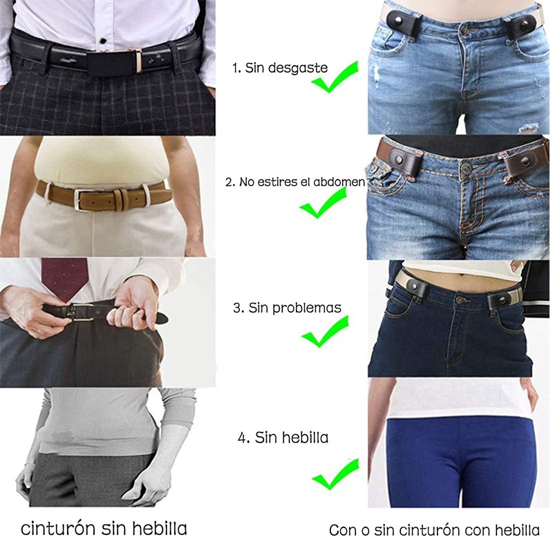 GeorgeX 2 Piezas Cinturones Elásticos Ajustables sin Hebilla para Mujer,
