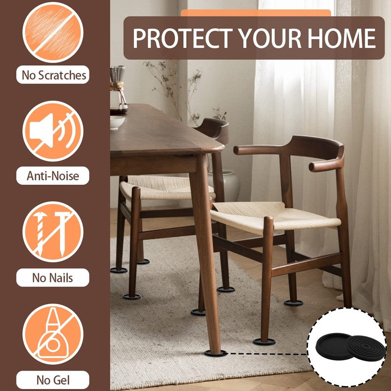 Furniture Coasters Non-Slip Bed Leg Pads Round Rubber Anti Sliding