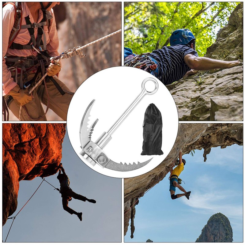 Stainless Steel Grappling Hook, with 3 Climbing Folding Sawtooth Claws