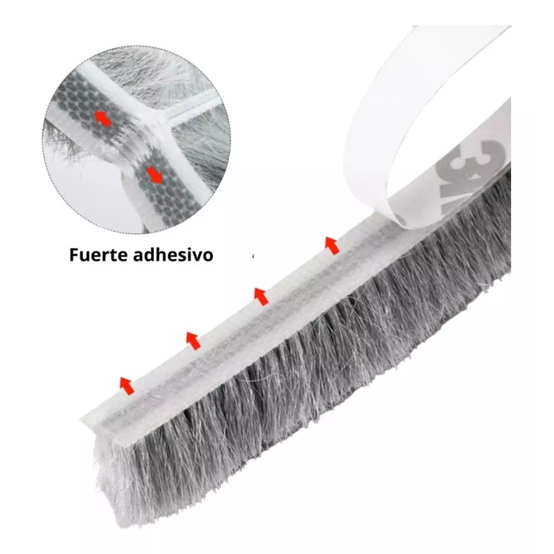 Estuchelandia 3mt Tira Sellado Cepillo Cinta Polvera Puerta Ventana 9x5mm